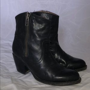 Black Frye ankle boots with heel